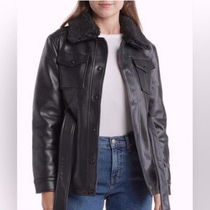Rebecca Minkoff Vegan Leather Sherpa Jacket, Large